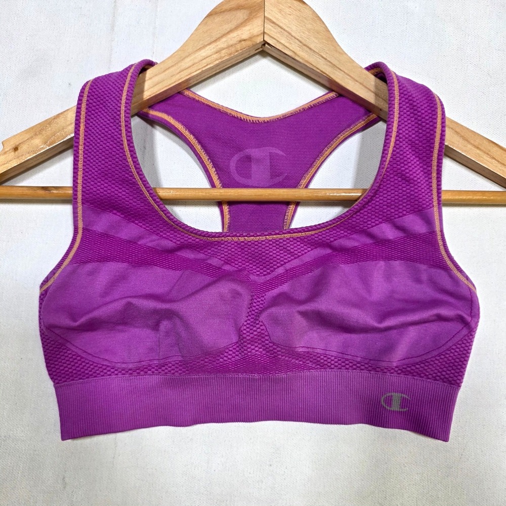 Champion Sports Bra Womens Small Purple Racerback Seamless Active Gym Workout